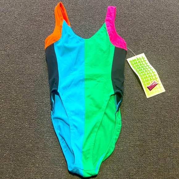 Vintage Other - New With Tags Vintage 80's Womens Small Multicolored One Piece Bathing Suit.